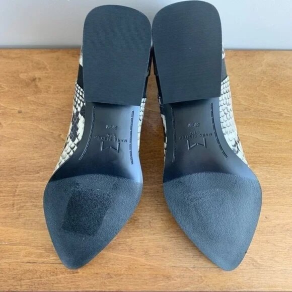 MARC FISHER LTD. Vivica Pointed Toe Snakeskin White Cow Ankle Block Heel - Picture 6 of 14